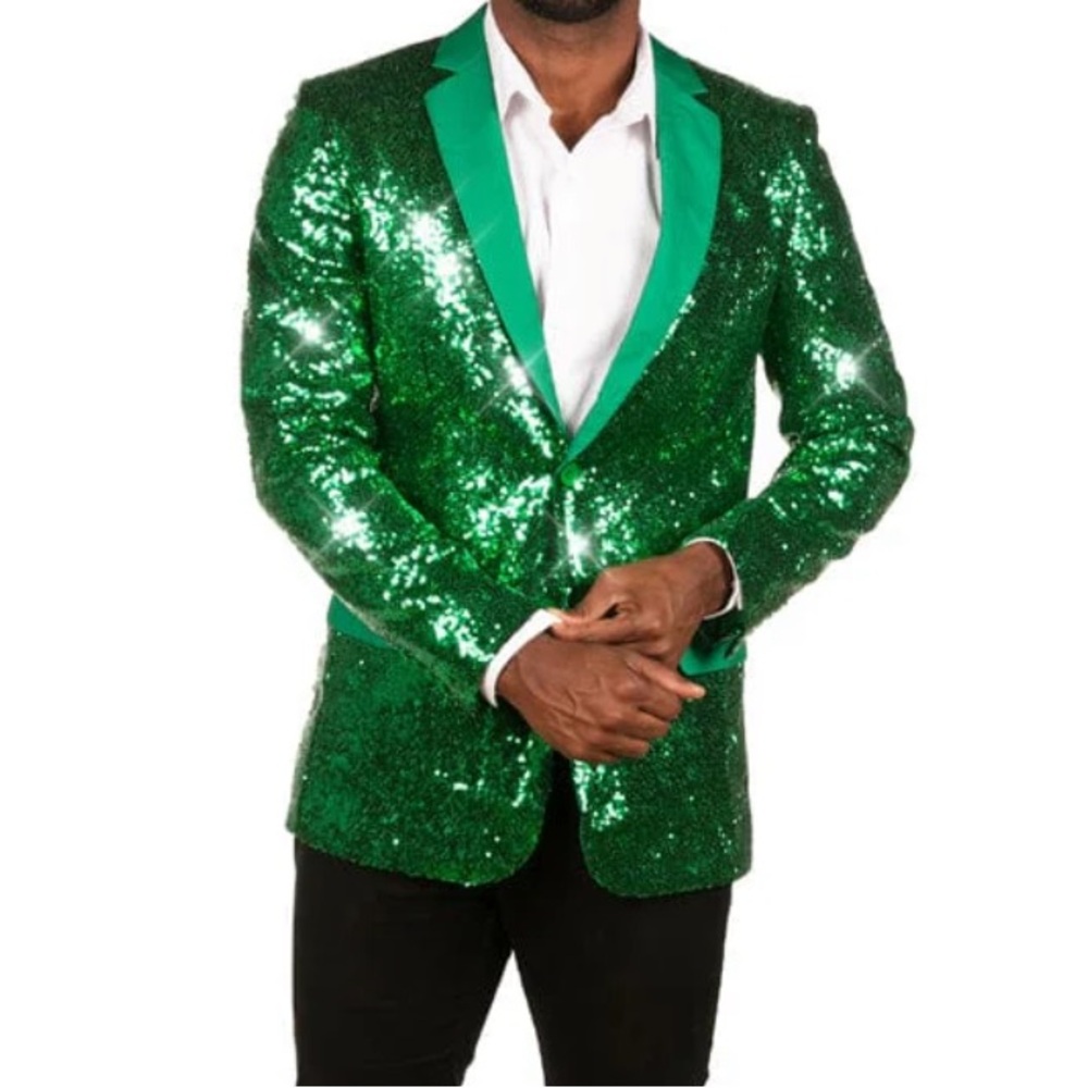 NWT Tipsy Elves Green Sequin All Over Blazer in size small